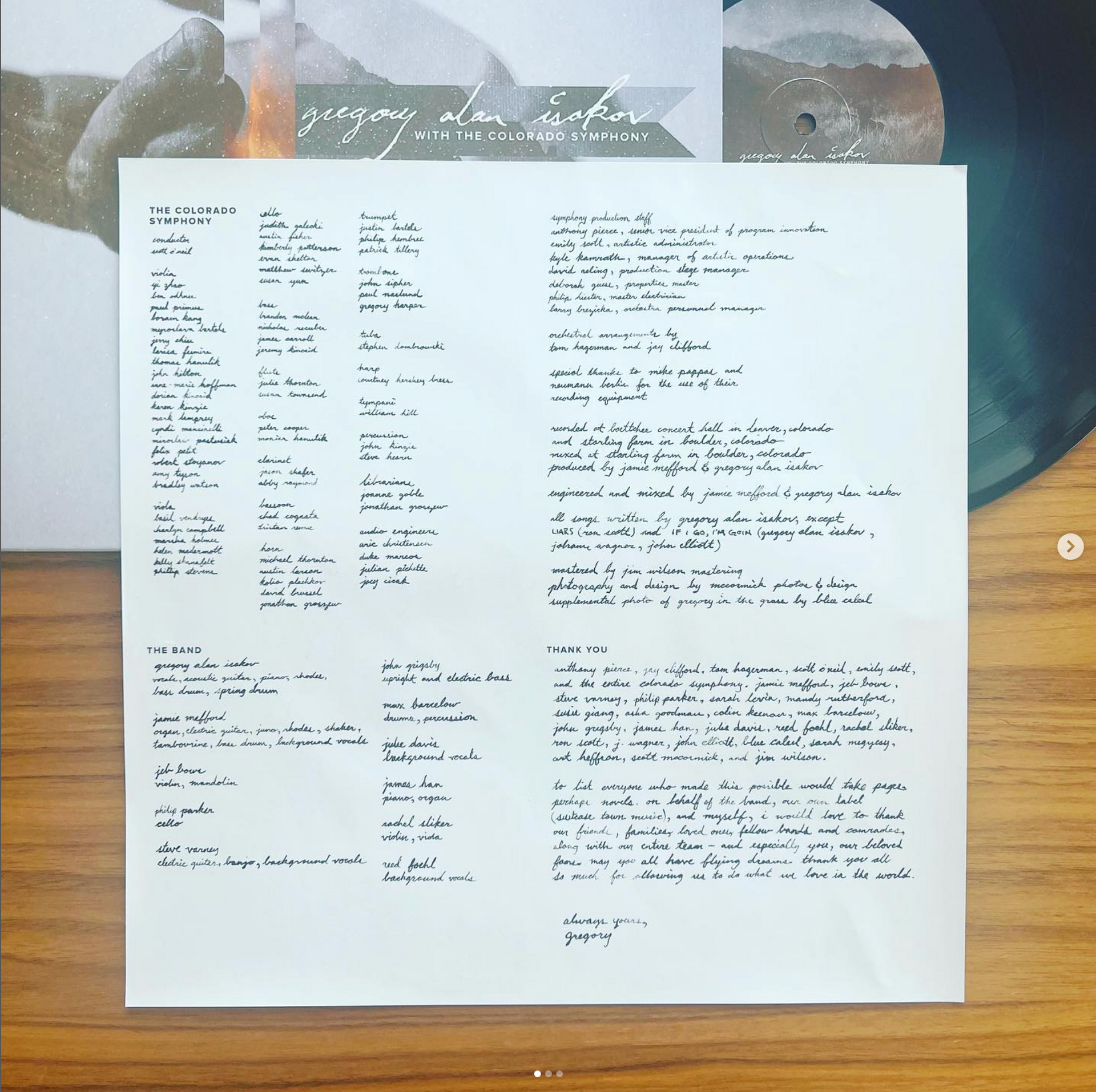 Gregory Alan Isakov With The Colorado Symphony Vinyl LP