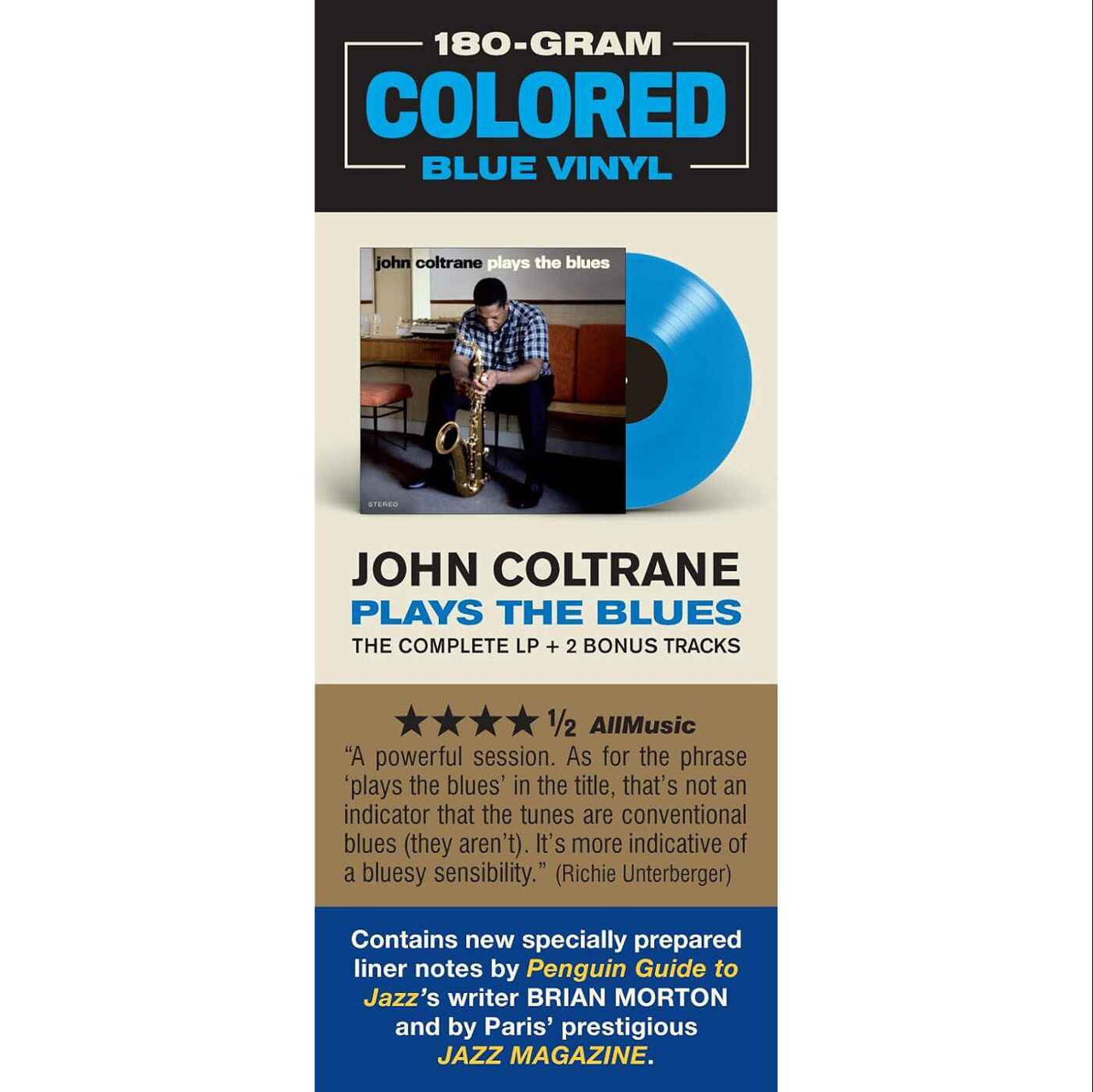 John Coltrane: Plays the Blues Vinyl LP (180 gram, Blue)