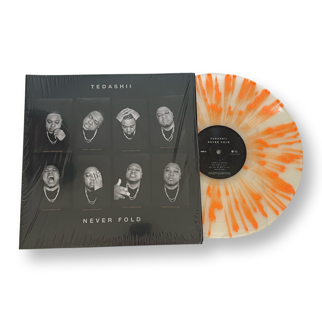 Tedashii: Never Fold Vinyl LP (Clear w/ Orange Splatter)