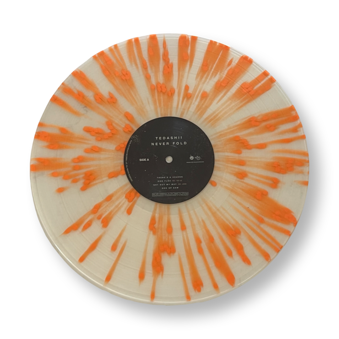 Tedashii: Never Fold Vinyl LP (Clear w/ Orange Splatter)
