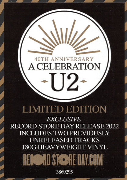 U2: A Celebration 12" Single Vinyl (40th Anniversary, Limited Edition Record Store Day Release)