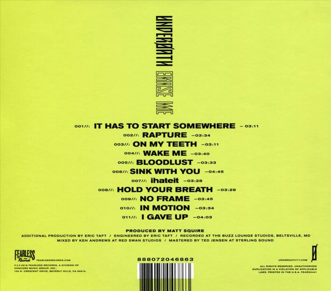 Underoath: Erase Me CD
