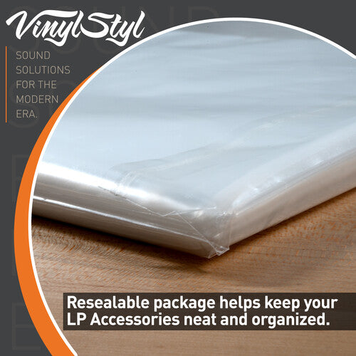 Vinyl Styl: 12" Vinyl LP Record Outer Sleeves, Re-sealable Flap (Clear) 50 pack