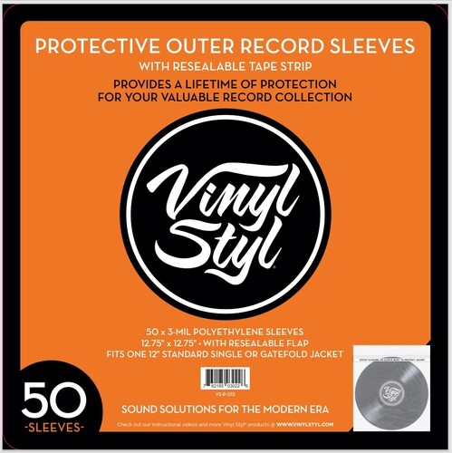 Vinyl Styl: 12" Vinyl LP Record Outer Sleeves, Re-sealable Flap (Clear) 50 pack cover